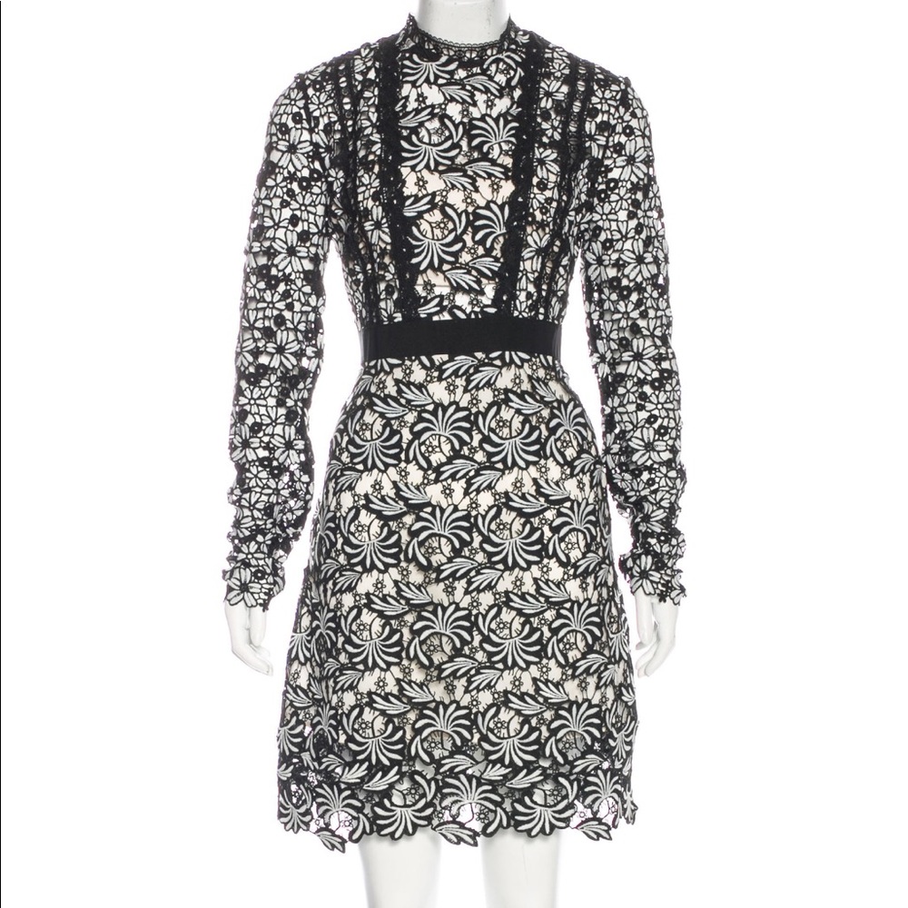 Self Portrait Long Sleeve Guipure Lace Dress US 10